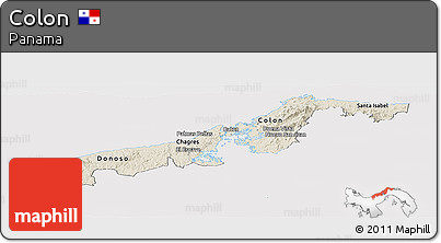 Shaded Relief Panoramic Map of Colon, cropped outside