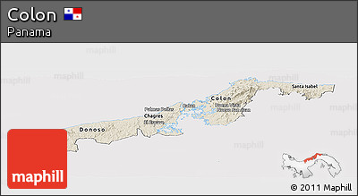Shaded Relief Panoramic Map of Colon, cropped outside
