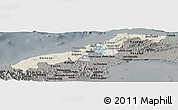 Shaded Relief Panoramic Map of Colon, darken, semi-desaturated