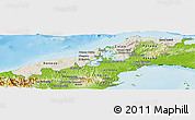 Shaded Relief Panoramic Map of Colon, physical outside