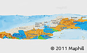 Shaded Relief Panoramic Map of Colon, political outside