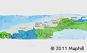 Shaded Relief Panoramic Map of Colon, political shades outside