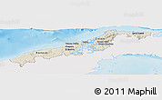 Shaded Relief Panoramic Map of Colon, single color outside