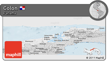 Silver Style Panoramic Map of Colon