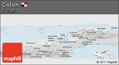 Silver Style Panoramic Map of Colon