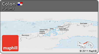 Silver Style Panoramic Map of Colon, single color outside