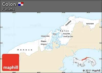 Classic Style Simple Map of Colon, single color outside