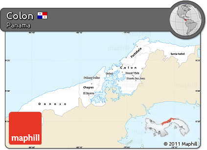 Classic Style Simple Map of Colon, single color outside