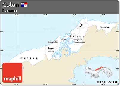 Classic Style Simple Map of Colon, single color outside