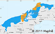 Political Simple Map of Colon, single color outside, borders and labels