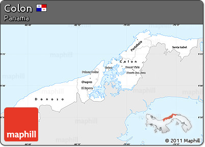 Silver Style Simple Map of Colon, single color outside