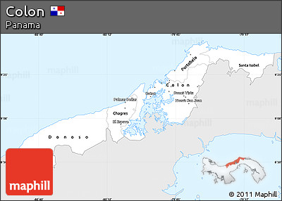 Silver Style Simple Map of Colon, single color outside