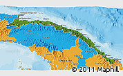 Satellite 3D Map of Comarca de San Blas, political outside