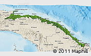 Satellite 3D Map of Comarca de San Blas, shaded relief outside