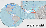 Gray Location Map of Comarca de San Blas, highlighted country, hill shading