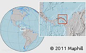 Gray Location Map of Comarca de San Blas, hill shading