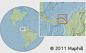 Savanna Style Location Map of Comarca de San Blas, hill shading