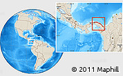 Shaded Relief Location Map of Comarca de San Blas, within the entire country