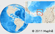 Shaded Relief Location Map of Comarca de San Blas, highlighted country