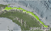 Physical Map of Comarca de San Blas, darken, semi-desaturated