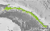 Physical Map of Comarca de San Blas, desaturated