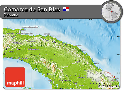 Physical Map of Comarca De San Blas