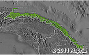 Satellite Map of Comarca de San Blas, desaturated