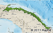 Satellite Map of Comarca de San Blas, shaded relief outside