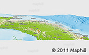 Shaded Relief Panoramic Map of Comarca de San Blas, physical outside