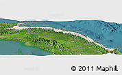 Shaded Relief Panoramic Map of Comarca de San Blas, satellite outside