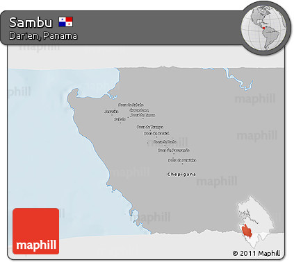 Gray 3D Map of Sambu, single color outside