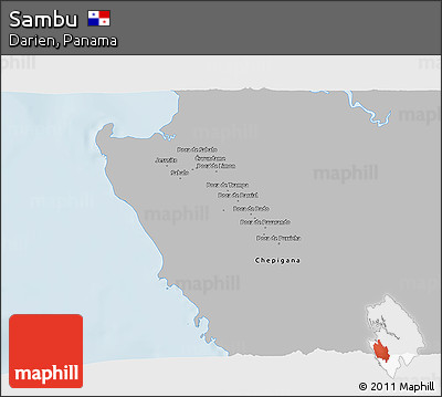 Gray 3D Map of Sambu, single color outside