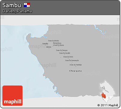 Gray 3D Map of Sambu, single color outside