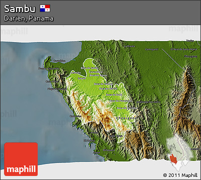 Physical 3D Map of Sambu, darken