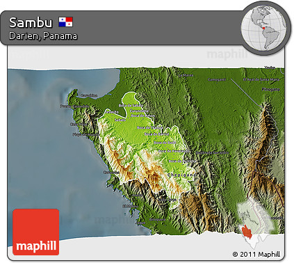 Physical 3D Map of Sambu, darken