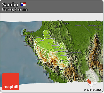Physical 3D Map of Sambu, darken