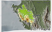 Physical 3D Map of Sambu, darken, semi-desaturated