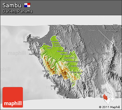 Physical 3D Map of Sambu, desaturated