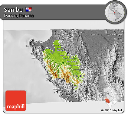Physical 3D Map of Sambu, desaturated