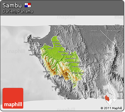 Physical 3D Map of Sambu, desaturated
