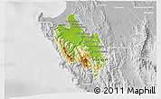 Physical 3D Map of Sambu, lighten, desaturated