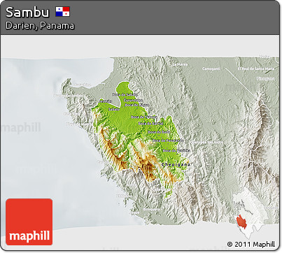 Physical 3D Map of Sambu, lighten, semi-desaturated