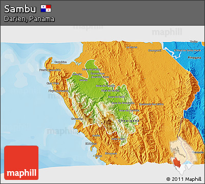 Physical 3D Map of Sambu, political outside
