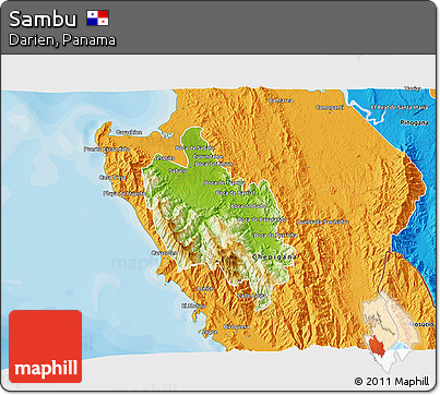 Physical 3D Map of Sambu, political outside