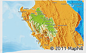 Physical 3D Map of Sambu, political outside