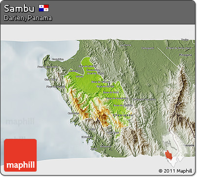Physical 3D Map of Sambu, semi-desaturated