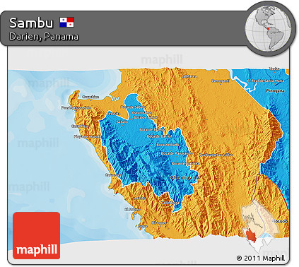 Political 3D Map of Sambu