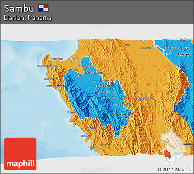 Political 3D Map of Sambu