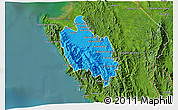 Political 3D Map of Sambu, satellite outside