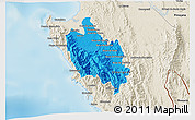 Political 3D Map of Sambu, shaded relief outside